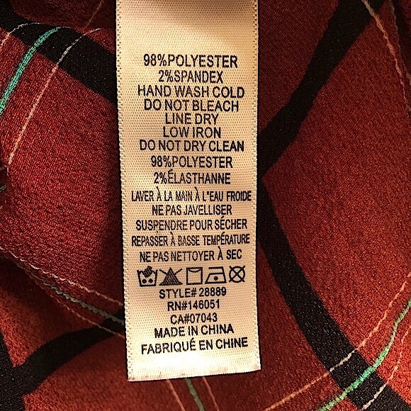 Monteau Burnt Orange Plaid Tie Front Blouse - Picture 5 of 8